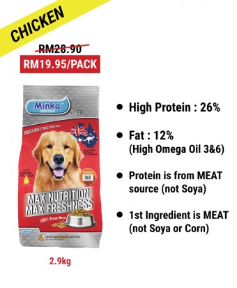 HAHFS : Minka Dry Dog Food Chicken 2.9KG