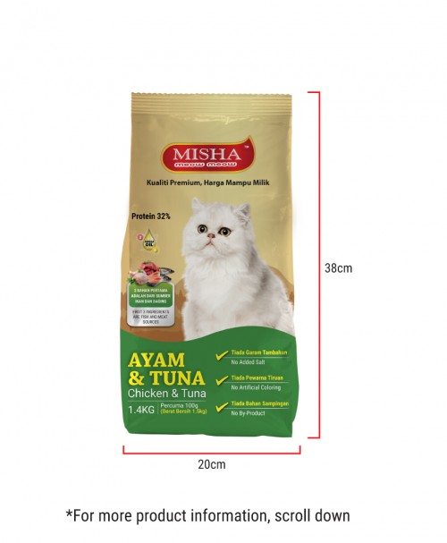 MISHA Dry Cat Food Chicken & Tuna 1.5KG