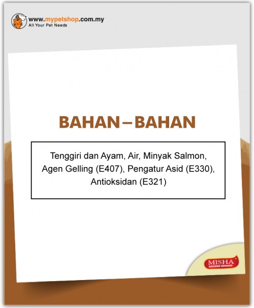 AMANAH : MISHA Wet Cat Food Mackerel Salmon (Pouch) 90G x 14 Pouches