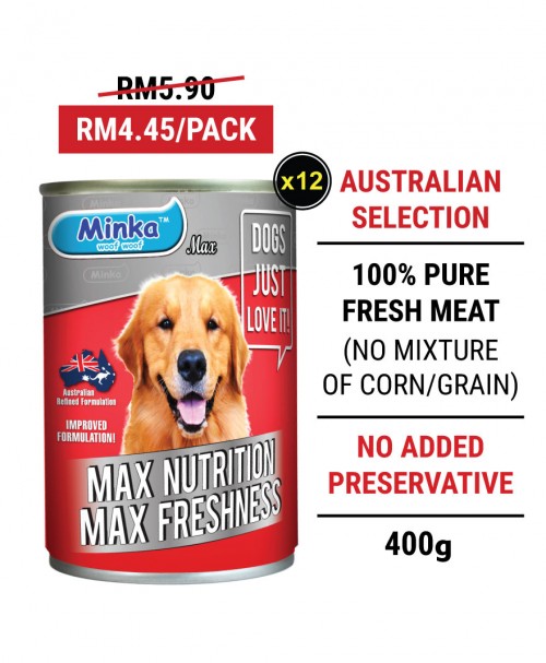 HAHFS : Minka Wet Canned Dog Food (Chicken) 400G X 12 Tins