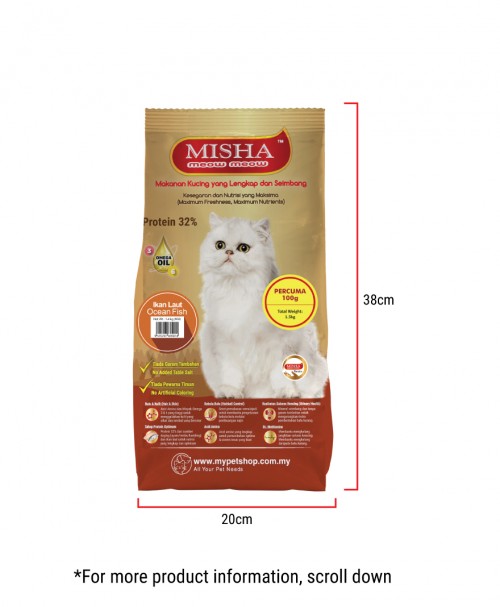 Diana Pak Din : MISHA Dry Cat Food Ocean Fish 1.5KG x 2 Packs