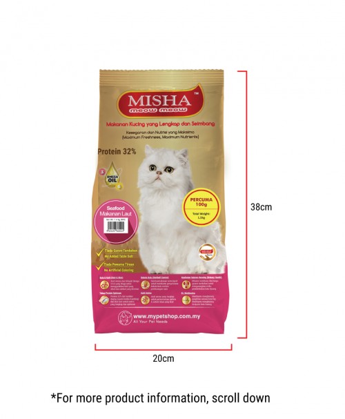 Diana Pak Din : MISHA Dry Cat Food Seafood 1.5KG x 2 Packs