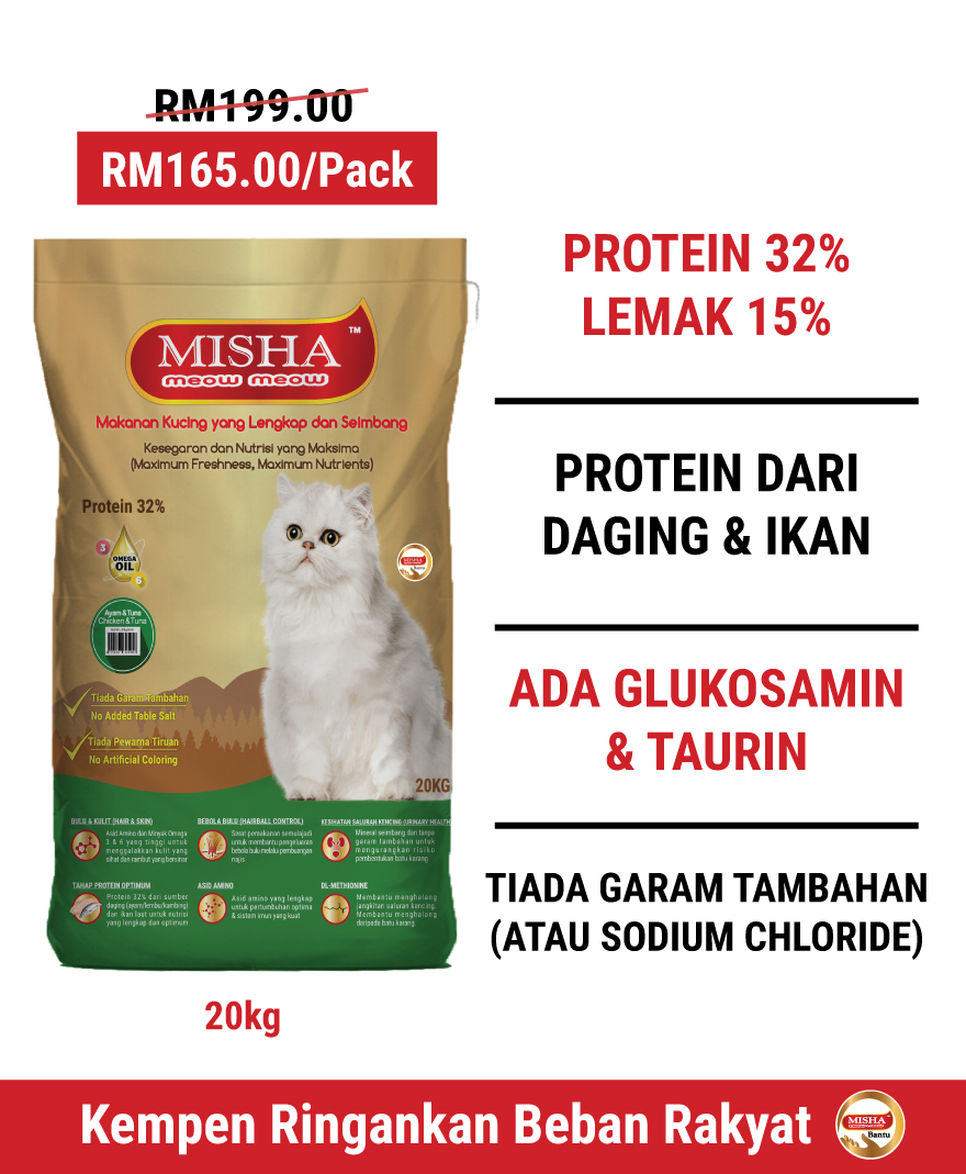 Mypetshop Online Pet Shop Malaysia Cat Food Malaysia Dog Food Malaysia Cat MISHA Dry Food MISHA Dry Cat Food Chicken Tuna 20KG